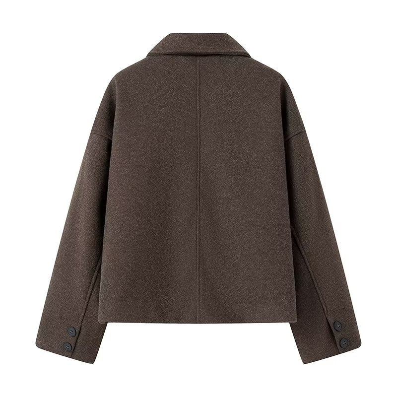 Damen cropped Wolljacke mit modernem Schnitt und praktischen Taschen R&B