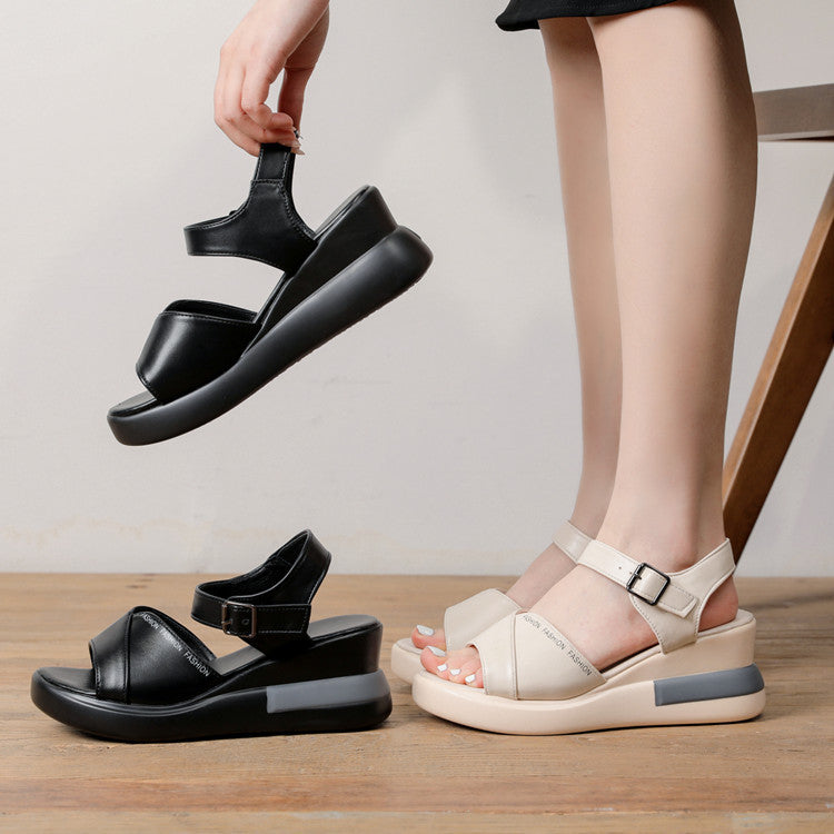 Damen Wedge-Sandalen mit verstellbarem Riemen und anatomischem Fußbett R&B