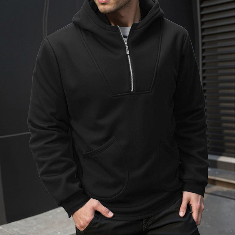Herren Sportlicher Kapuzenpullover mit hohem Kragen und praktischen Reißverschlüssen R&B