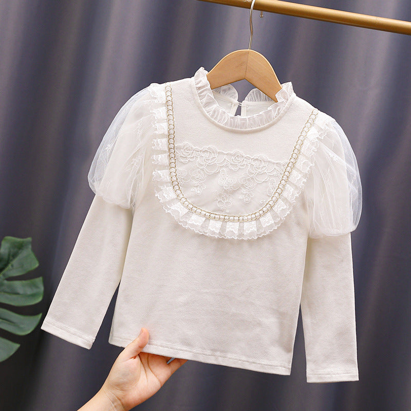 Mädchen T-Shirt mit eleganten Tüllärmeln und Rüschendetails R&B