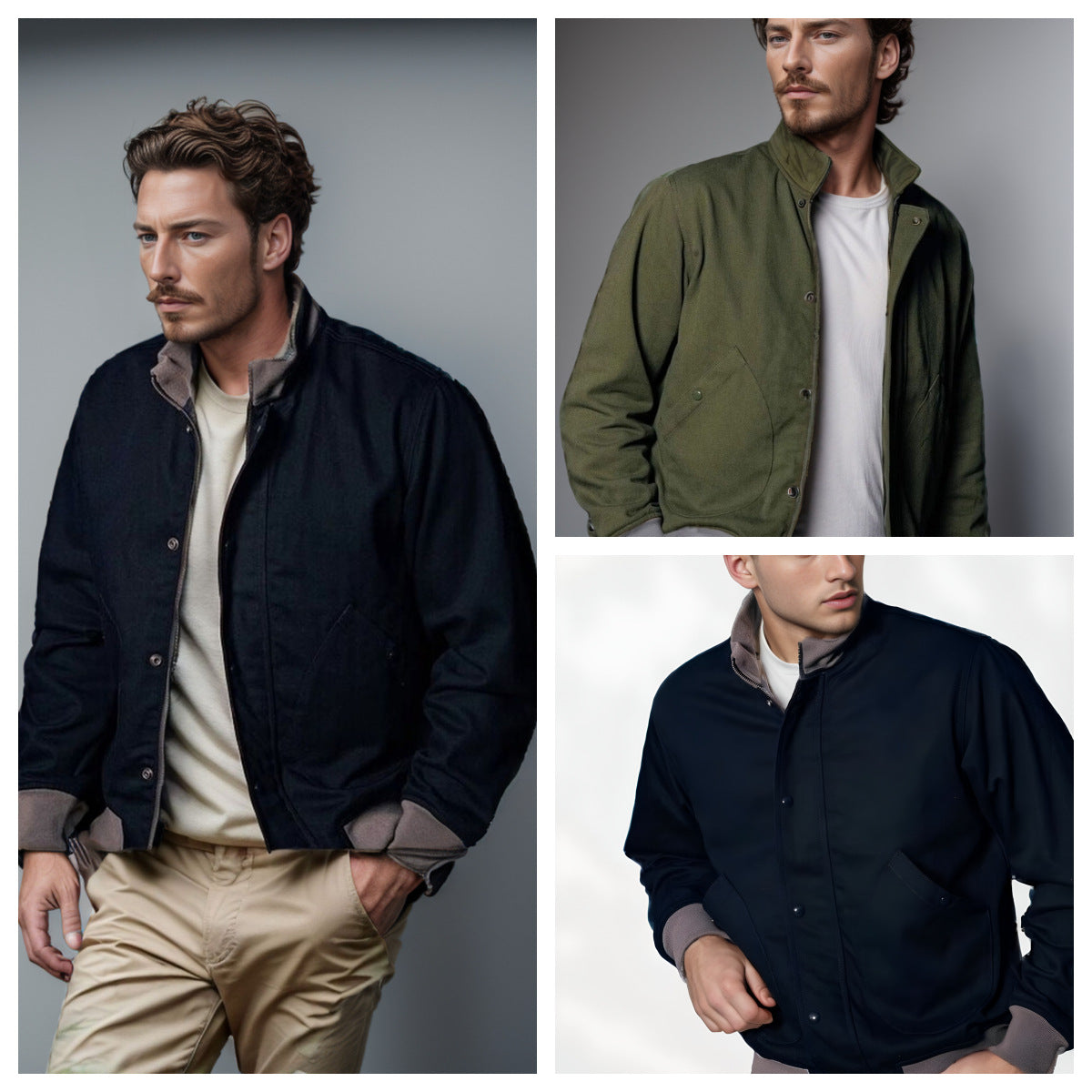 Herren lässige Freizeitjacke mit funktionalen Taschen und modernem Kragen R&B