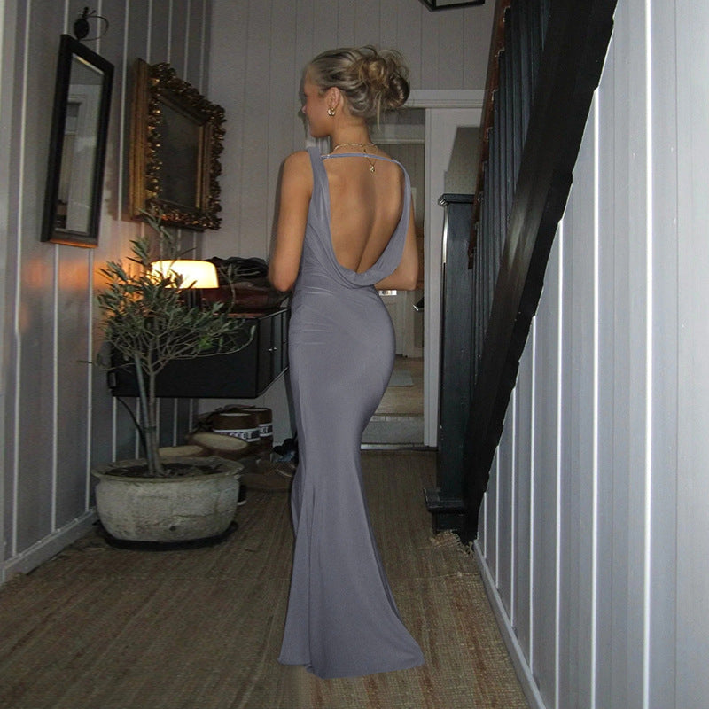 Damen Elegantes Maxikleid mit verführerischem V-Ausschnitt und fließendem Schnitt R&B