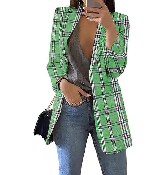 Damen Karierter Blazer mit modernem Schnitt und lässigen Details R&B
