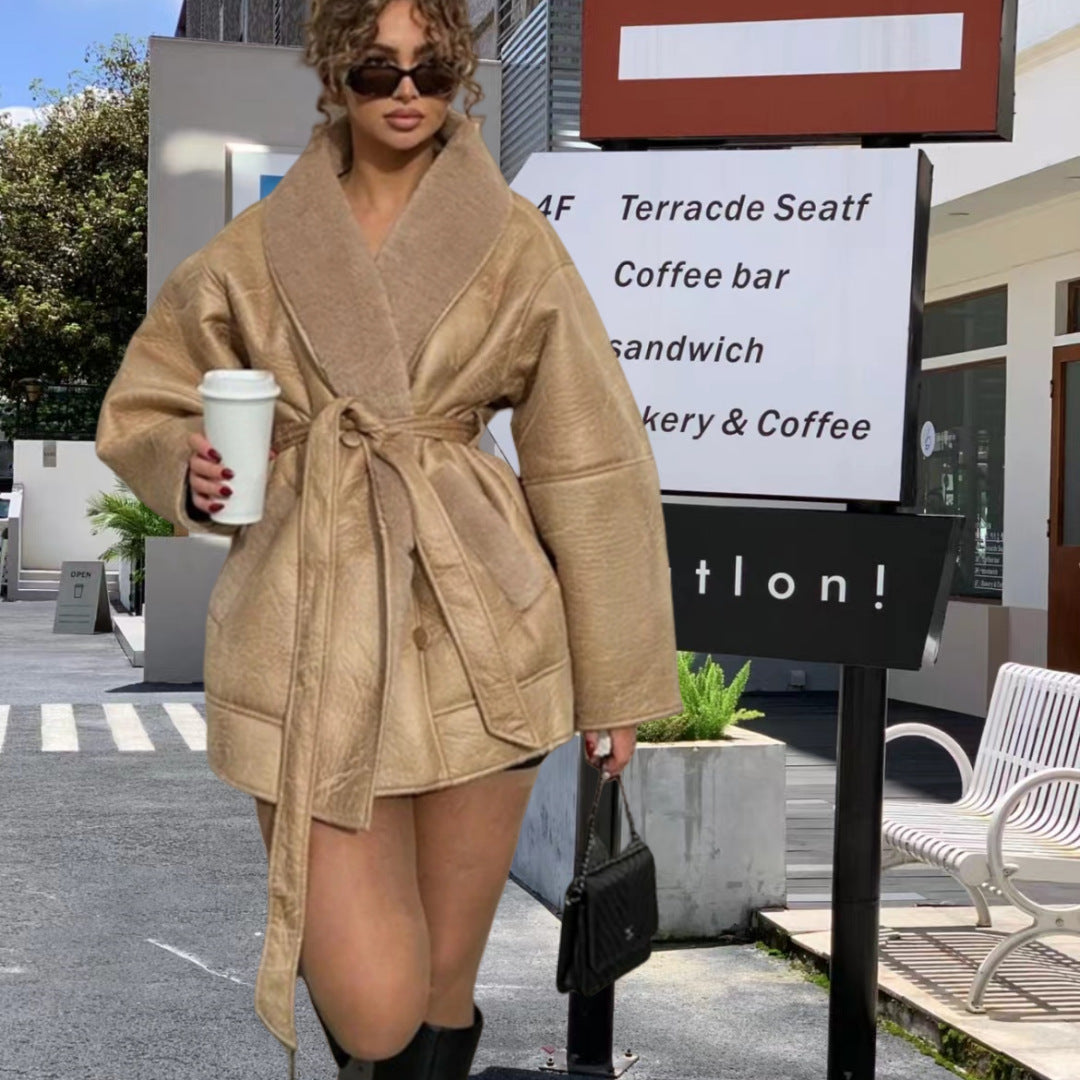 Damen Wickeljacke mit kuscheligem Kragen R&B