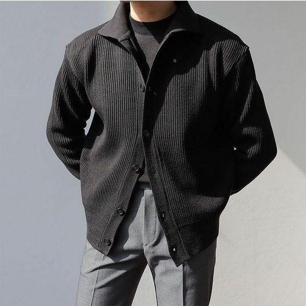 Herren Strukturierte Button-Down-Jacke R&B
