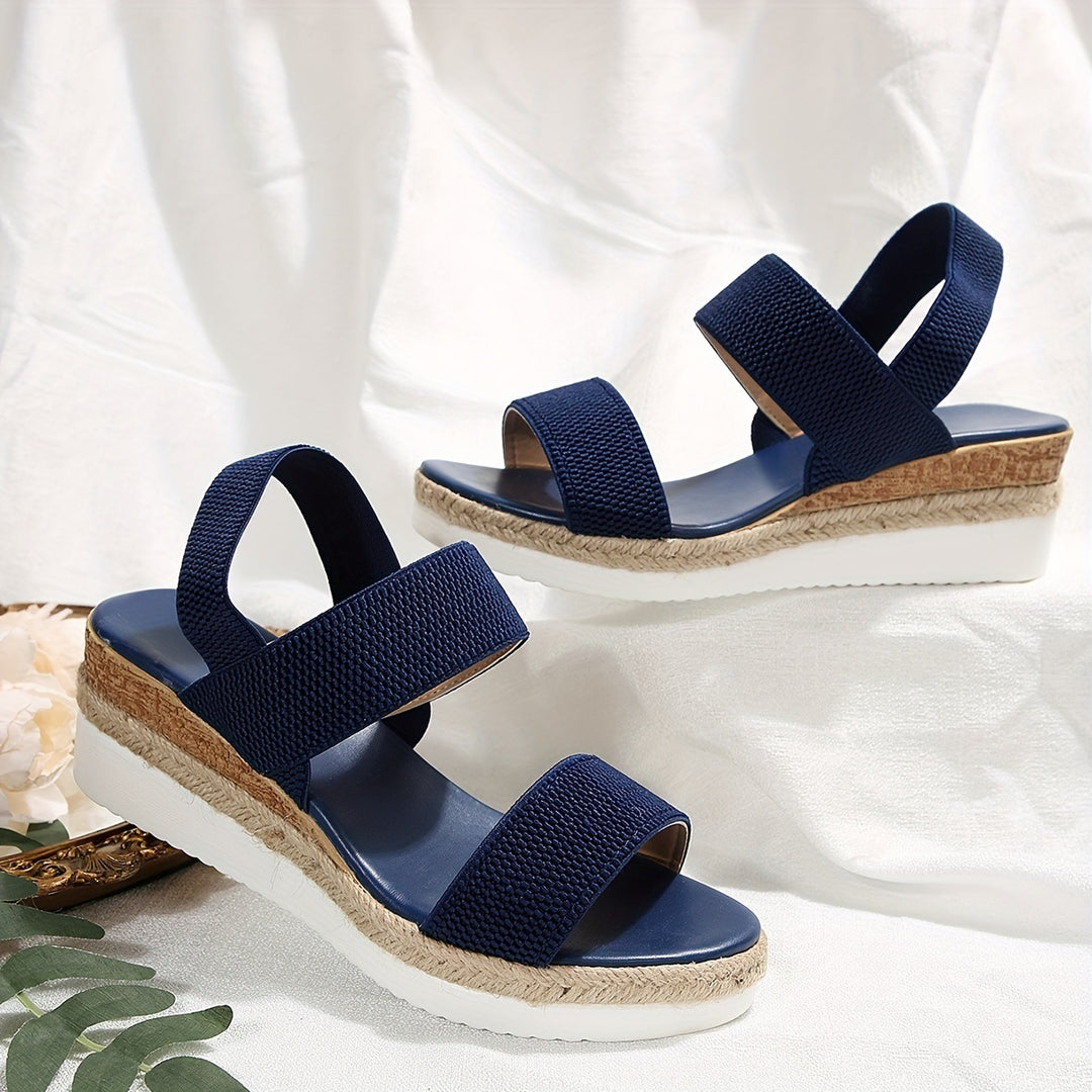 Damen Wedge-Sandalen mit elastischen Riemen und komfortablem Fußbett R&B