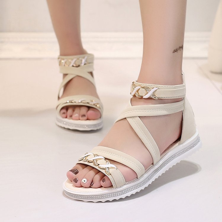 Damen Wedge-Sandalen mit dekorativen Riemen und glitzernden Akzenten R&B