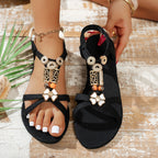Damen Elegante Sandalen mit floralem Schmuckdesign R&B