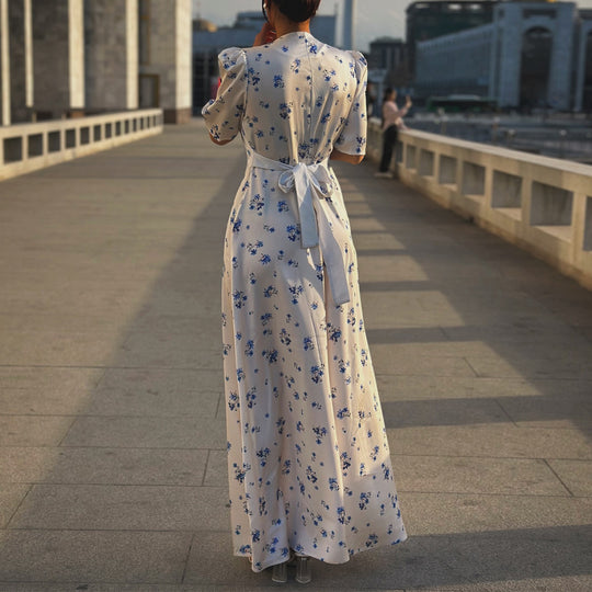 Damen Maxikleid mit puffärmeligem Schnitt R&B