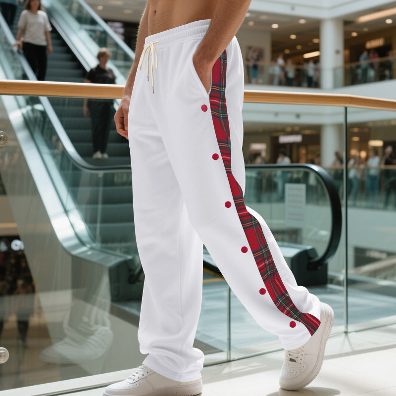 Herren Sportliche Jogginghose mit Karomuster und Druckknopf-Detail R&B