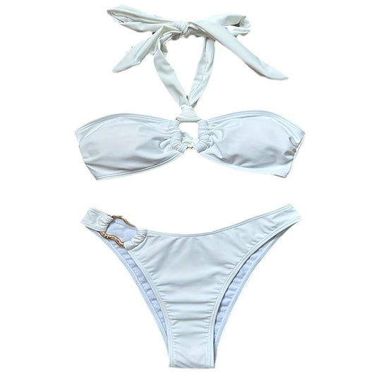 Damen Bandeau-Bikini mit raffiniertem Ringdetail R&B