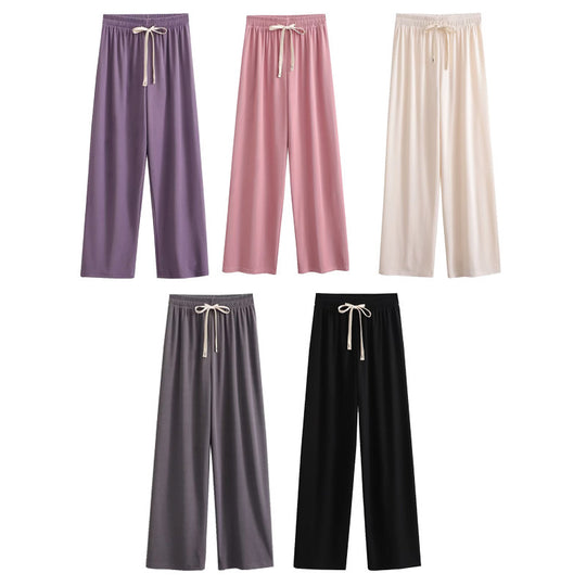 Damen weite Palazzohose mit elastischem Bund und dekorativem Kordelzug R&B