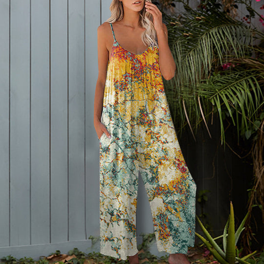 Damen Sommerlicher Overall mit floralem Design und praktischen Taschen R&B