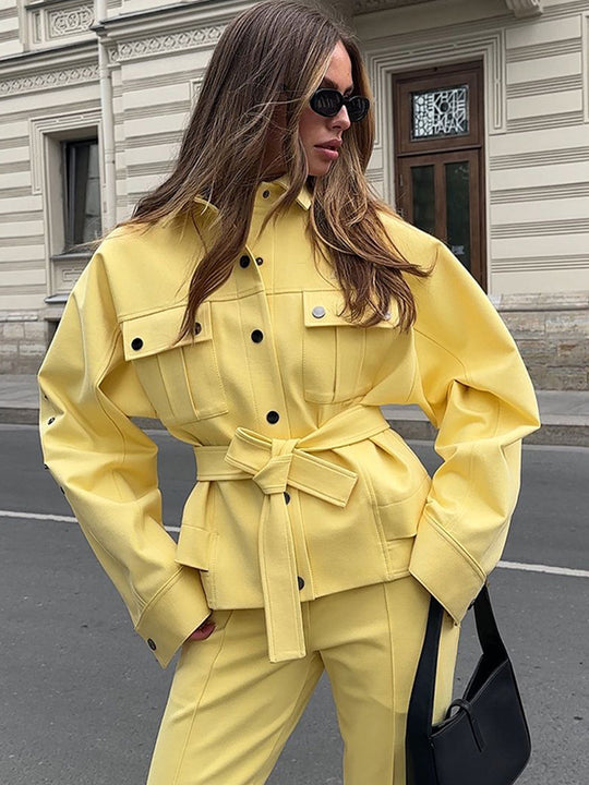 Damen modische Oversized Jacke und Pants Set R&B