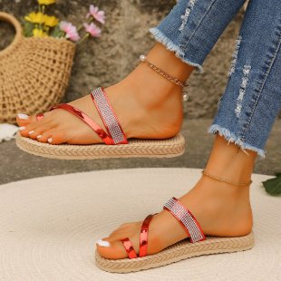 Damen komfortable Riemchen-Sandalen mit eleganter Glitzer-Applikation R&B