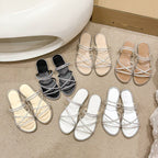 Damen Glamouröse Slide-Sandalen mit funkelnden Riemen und komfortablem Fußbett R&B