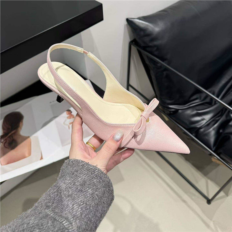 Damen elegante Slingback-Pumps mit feinem Riemchen und Schleifenapplikation R&B