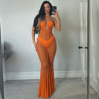 Damen Selbstbewusstes Strandkleid mit verführerischem Cut-Out und raffiniertem Knotendesign R&B