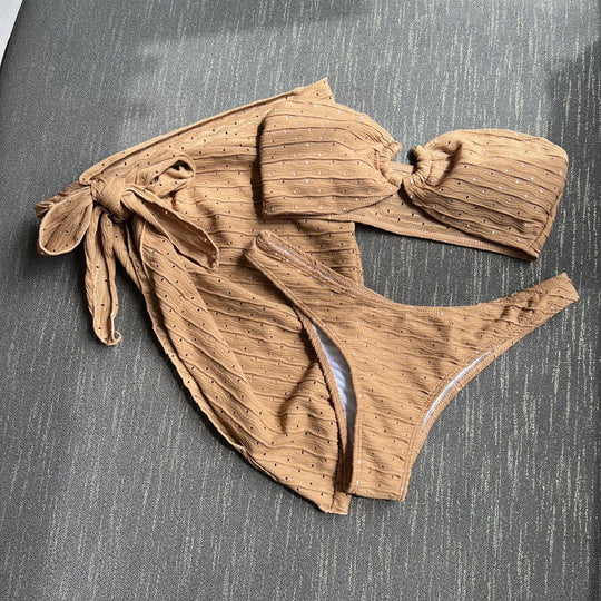 Damen Bandeau-Bikini mit elegantem Binde-Rock und raffinierten Details R&B