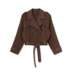 Damen Kurze Wolljacke im Trench-Stil mit stylischen Details R&B