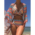 Damen Bikini-Set mit hoch geschnittenem Slip und verstellbarem Oberteil R&B