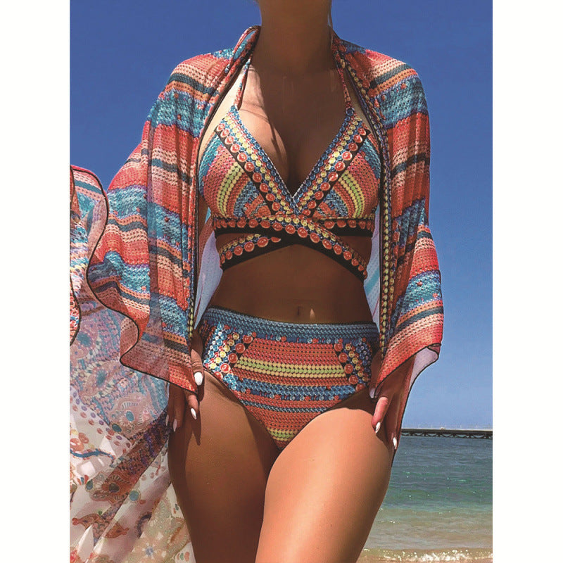 Damen Bikini-Set mit hoch geschnittenem Slip und verstellbarem Oberteil R&B