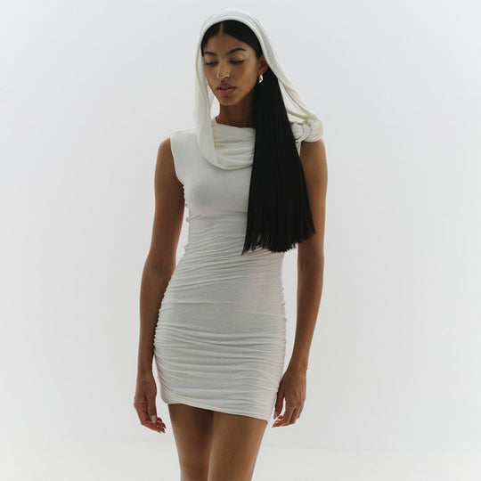 Damen figurbetontes Wickelkleid mit asymmetrischem Kragen R&B