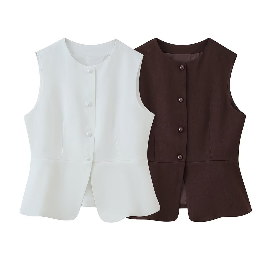 Damen ärmellose Blazer-Jacke R&B