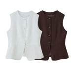 Damen ärmellose Blazer-Jacke