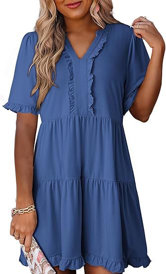 Damen luftiges Sommerkleid mit Rüschendetails R&B