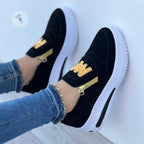Damen Slip-On Sneaker mit goldenem Reißverschluss und modischem Design R&B