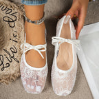 Damen elegante Ballerinas mit zartem Spitzenoberteil R&B