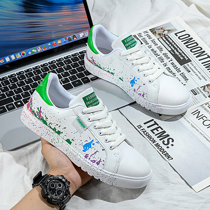 Damen Mode Sneakers mit farbenfrohem Spritzdesign und rutschfester Sohle R&B