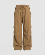 Damen hochgeschnittene extraweite Streetwear-Hose mit Tunnelzugbund, markanten Kniefalten und weitem Beinverlauf R&B