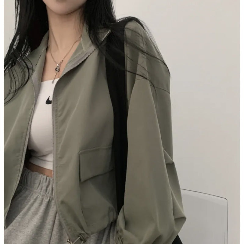 Damen cropped Jacke mit elastischen Bündchen und lässigem Schnitt