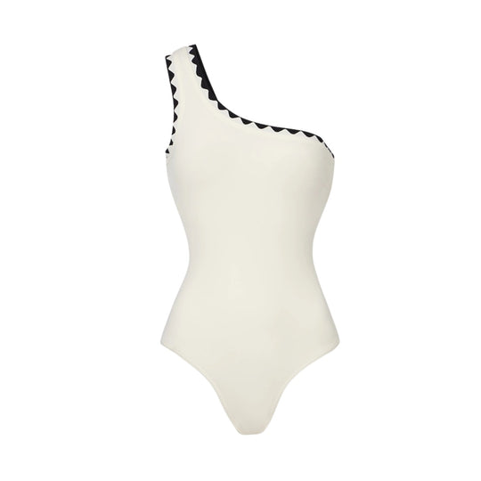 Damen Einteiler Badeanzug mit asymmetrischem Design und passendem Rock R&B