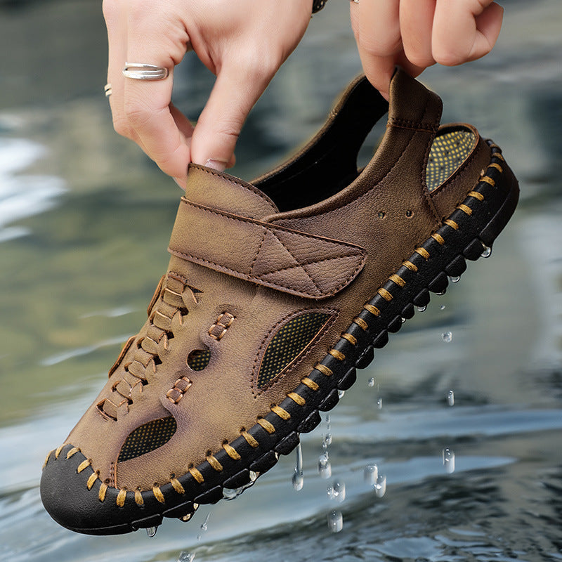 Herren Komfortable Leder-Sandalen mit rutschfester Sohle R&B