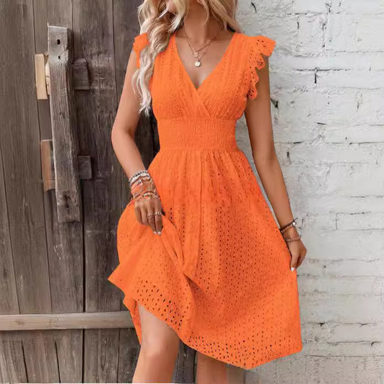 Damen Sommerkleid mit eleganten Spitzenärmeln R&B