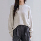 Damen Lässiger Strickpullover mit weitem Schnitt und komfortabler Passform