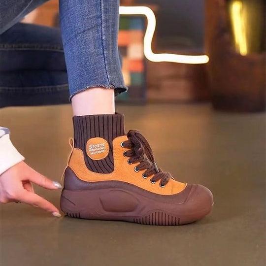 Damen sportliche High-Top Sneakers mit flexiblem Strick-Obermaterial und rutschfester Sohle R&B