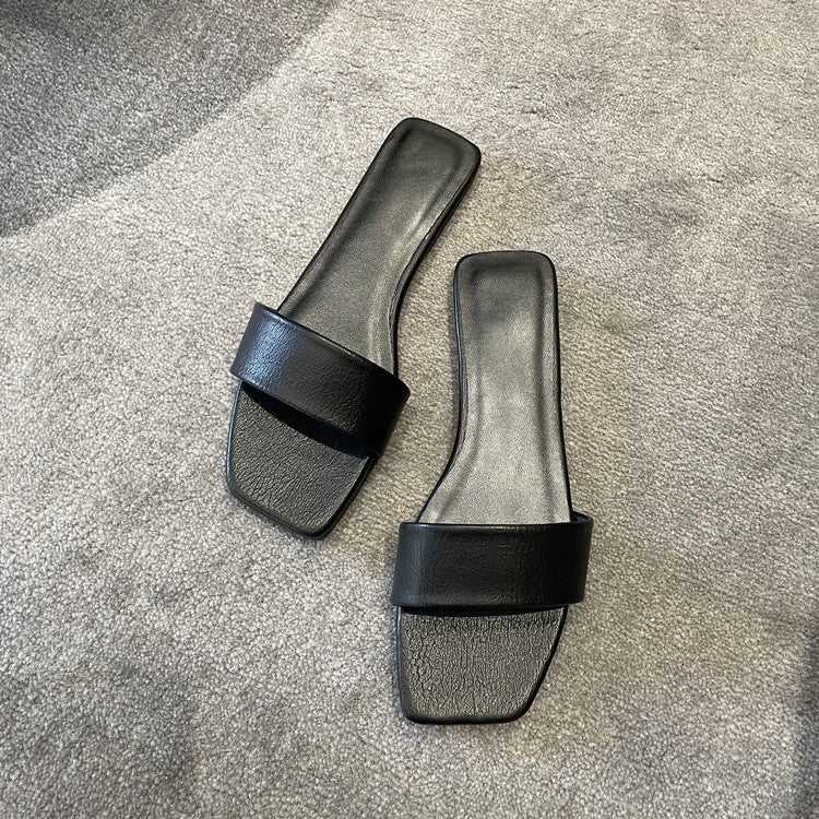 Damen Elegante Slippers mit breitem Riemen und quadratischer Zehenpartie R&B