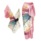 Damen Badeanzug-Set mit floralem Design und elegantem Wickelrock R&B