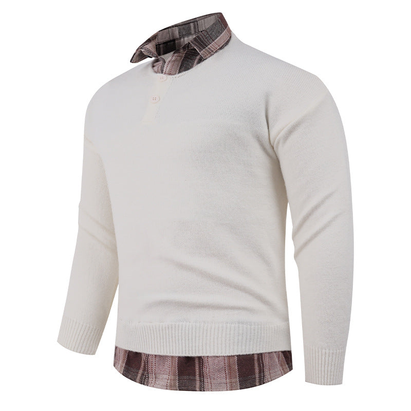 Herren Pullover mit integriertem Hemdkragen und Knopfdetails R&B