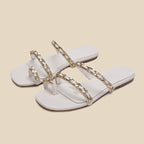 Damen Designer Zehensteg-Sandalen mit elegantem Kettenakzent R&B