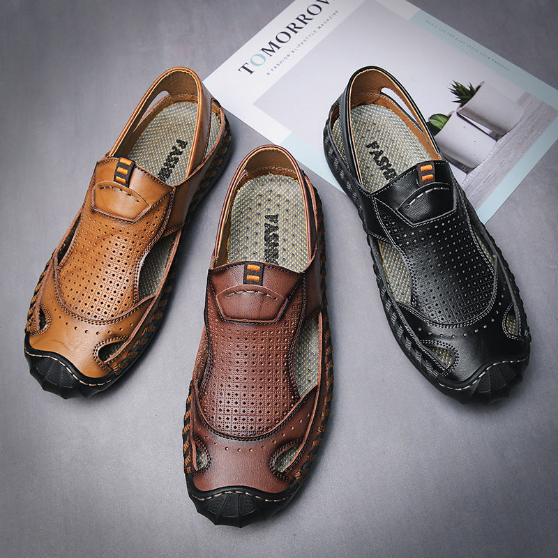 Herren Atmungsaktive Leder Freizeitschuhe mit rutschfester Sohle R&B