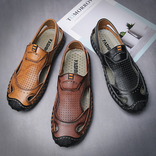 Herren Atmungsaktive Leder Freizeitschuhe mit rutschfester Sohle R&B