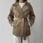 Damen Elegante suède Jacke mit Gürtel R&B