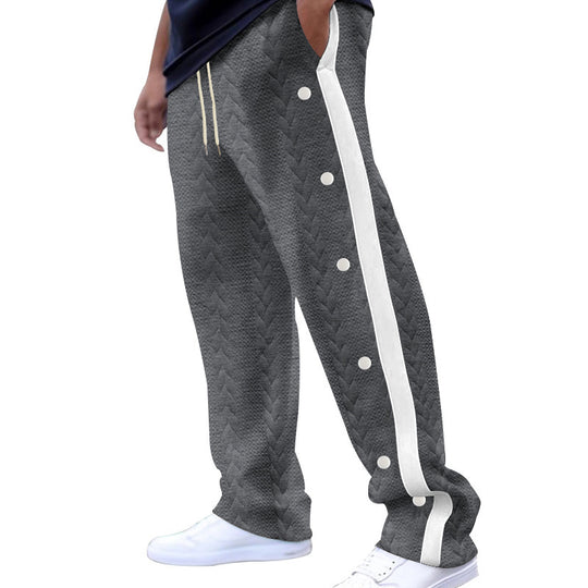 Herren nan gesteppte Freizeithose mit durchgehender Druckknopfleiste und Kontraststreifen R&B