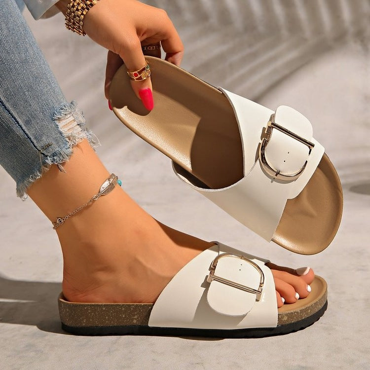 Damen bequeme Slides mit modischem Schnallen-Design R&B