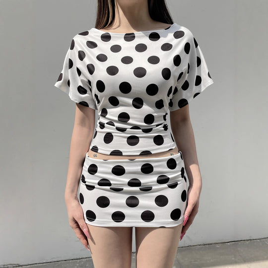 Damen lässiges Oberteil mit stilvollem Polka-Dot-Muster und Binde-Detail R&B